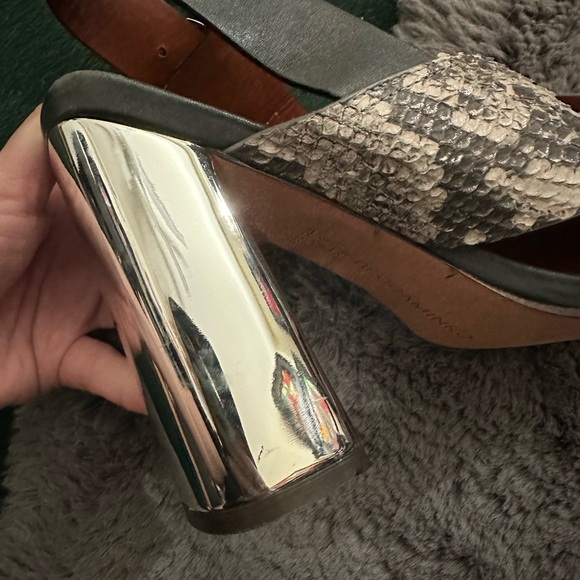 Rebecca Minkoff Black Gray Snake Print Slingback Heels - Picture 5 of 14